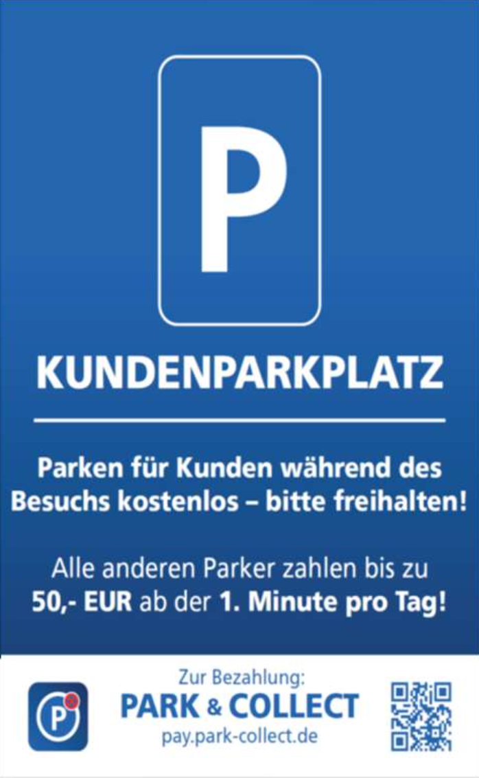 Park Collect Schild "Kundenparkplatz" Aluverbundplatte